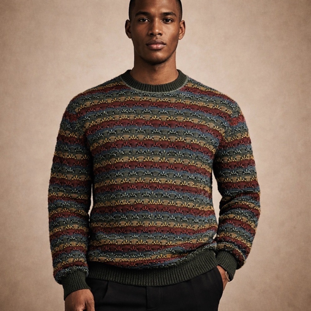 Vintage Crossings 100% Cotton Coogi-Style Men's Crewneck Sweater Medium